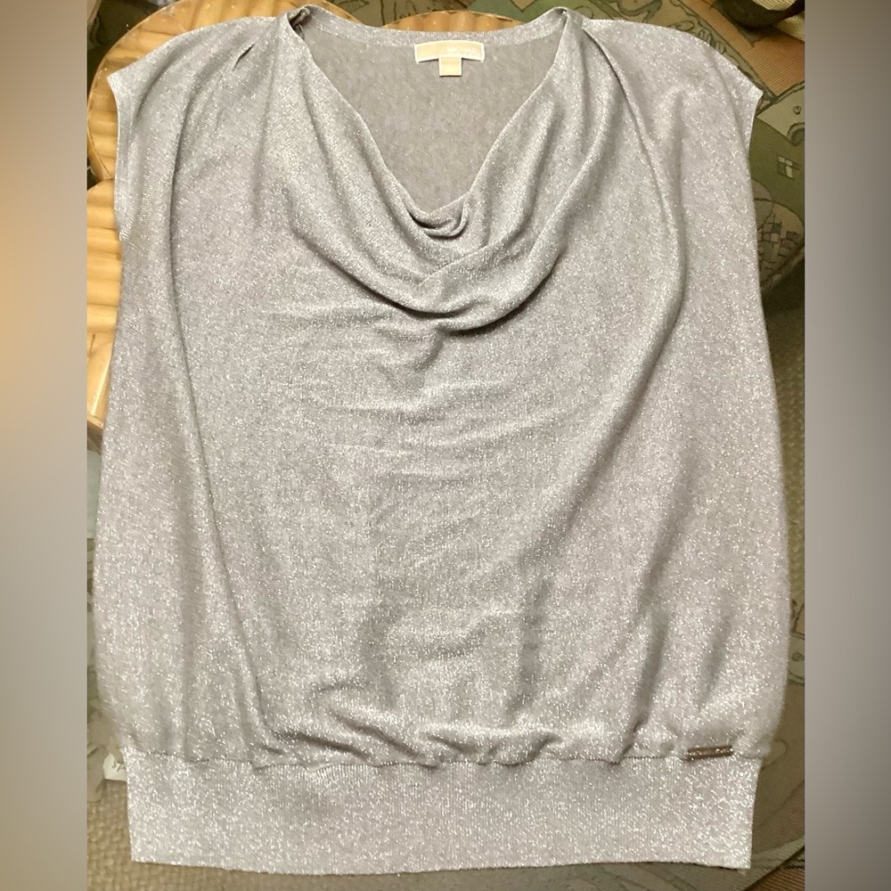 Michael Kors Silver Glitter Top, Large